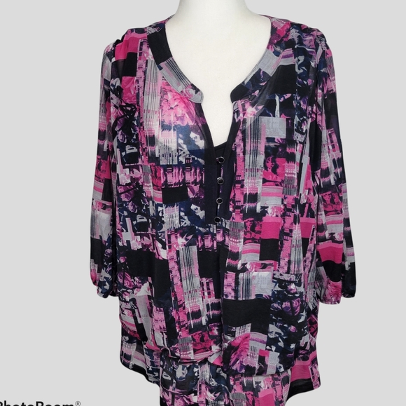 Style & Co multi color two layer blouse - Picture 1 of 3